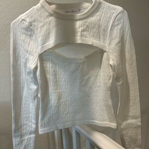 White Knit Cutout Sweater
